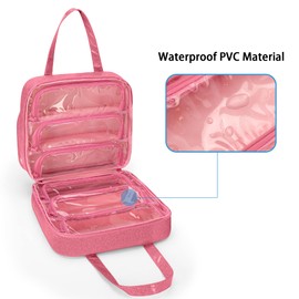 LoDrid Doll Tote Carrying Case Compatible with LOL Surprise Dolls All, Hanging Organizer Storage Bag with 6 Clear Window Pockets for Girls, Bag Only, Pink,(Patent Design)