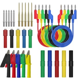 Young Dance 30 Pcs Banana Plug Silicone Test Leads Kit, 4mm Stackable Banana Plug with Threading Probe, Alligator Clips, Probe Holder, Connection Hose ，Automotive Test Leads for Multimeter