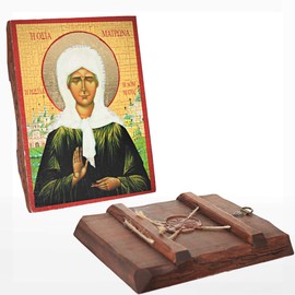 NKlaus Matrona of Moscow Christian Wooden Board Icon 16 x 12.5 cm Handmade Matrona 37046