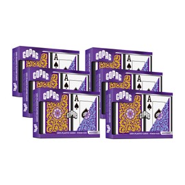 Copag 1546 Neoteric Design 100% Plastic Playing Cards, Poker Size (Standard) Violet/Yellow/Blue (Jumbo Index, 6 Sets)