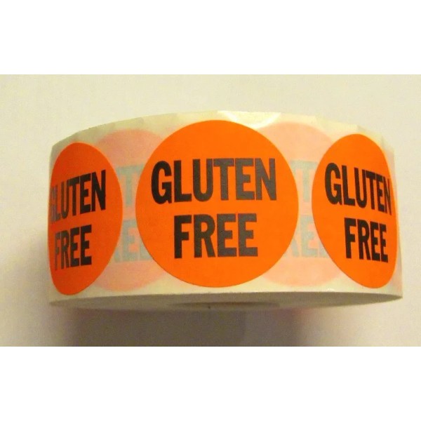 Unbranded/Generic 1000 Gluten Free Labels 1.5" Round BRIGHT RED Stickers