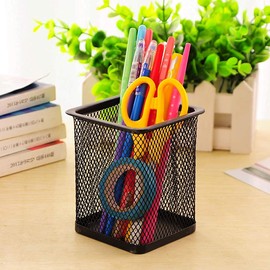 Saim Desktop Organier, Metal Mesh Square Pen Holder,Home Office Desk Tidy Organizer - 2 Pcs,Black