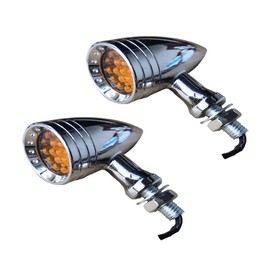 ONGMEIL Motorcycle Bullet LED Turn Signal Light Turn Signal Indicator Front Rear Tail Light Fit Harley Honda Yamaha Suzuki (Silver, Amber)