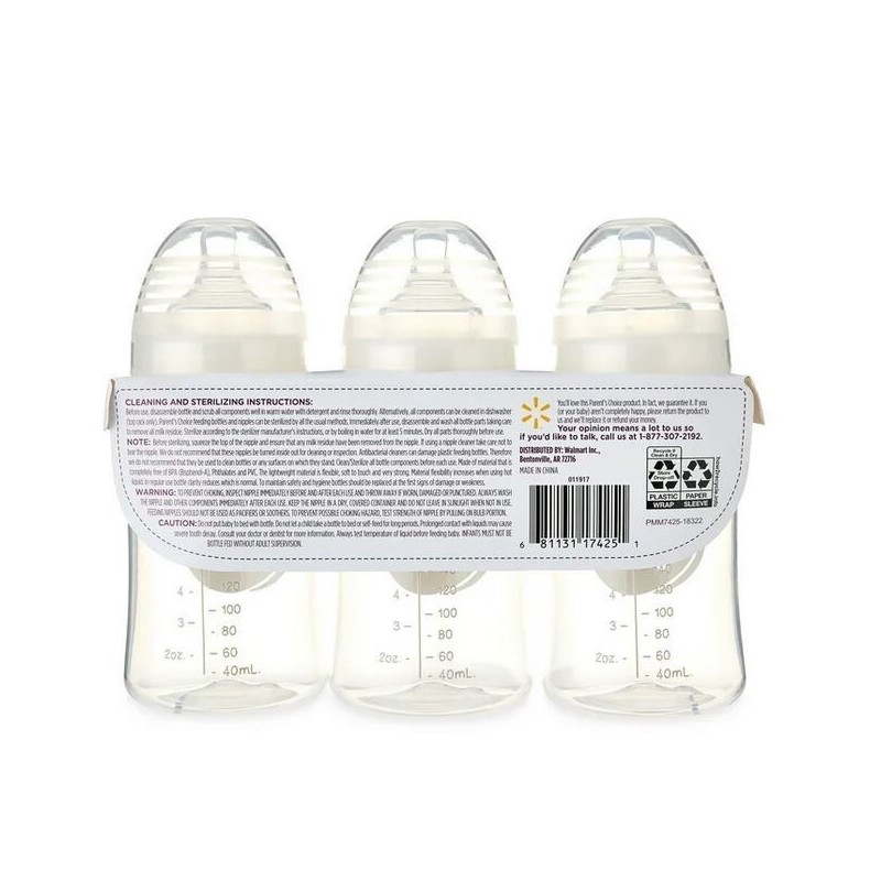 Parent's Choice Wide Neck Bottles, 3 Pack, 9 fl oz
