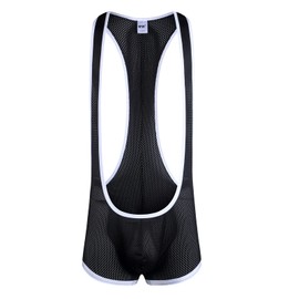YOOBNG Enterizo sin mangas para hombre, de una pieza, con leotardo, mini calzones, ropa interior, B-negro, Medium