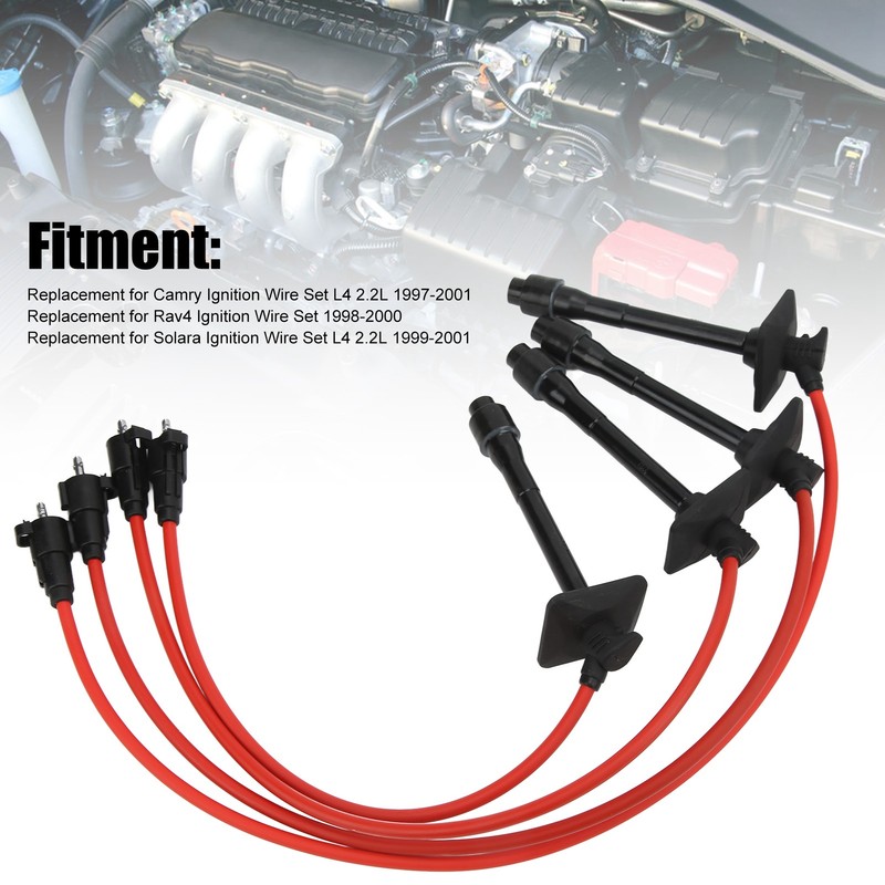 4Pcs/Set Spark Plug Wire Set Ignition Cable Kit 90919‑22400 Replacement