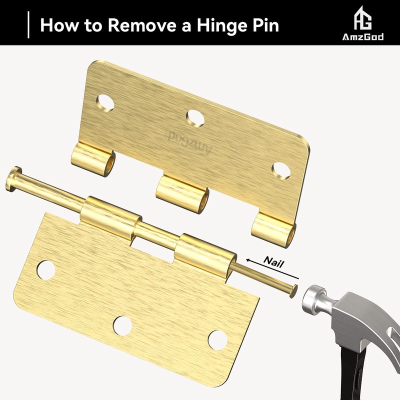 AmzGod Door Hinges Satin Brass - 30 Pack Gold Door