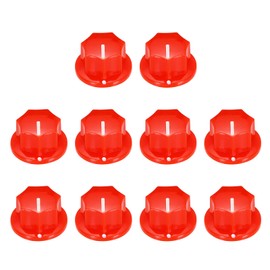 sourcing map 10Pcs ABS and Copper Potentiometer Knobs 1/4" Volume Tone Control Top Hat Knob for Guitar Instruments Audio Mixer Amplifier Red
