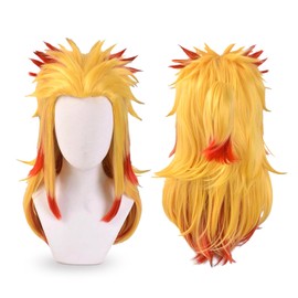Cool Halloween Yellow and Red Gradient Cosplay Wig, 2 Hair Caps + Wig, Spiky Synthetic False Hair, Perfect for Christmas Parties and Cosplay Events for Both Men and Teen Boys