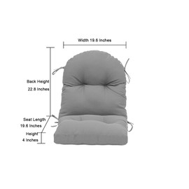 QILLOWAY Indoor Outdoor Seat Back Chair Pads Tufted Cushion, Spring/Summer Seasonal Replacement Cushions. (1Count, Grey)