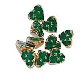 Lomjuytg 10 botones de costura verdes con forma de corazón dorado y botones decorativos (11,5 mm)