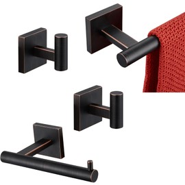 KOKOSIRI 20 Inch Towel Bars Robe Hooks Bathroom Towel Coat Hook Toilet Paper Holder Stainless Steel Wall Mount Oil Rubbed Bronze B4005ORB-L20+B1013ORB-P2+B2005ORB