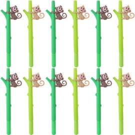Operitacx Pack of 12 Monkey Gel Pens, Reward Pens, Cute Animal Pens, Pens with Fine Tip, Signature Pen, Plastic, Stationery, Cartoon, Girls