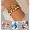 BOMAIL 9pcs Gold Bracelets for Women-14K Gold Plated Stackable Bracelet