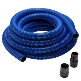 40’ Heavy-Duty Shop Vacuum Hose – Blue Dust Collector - 1-1/2” Helix Design Shop Vac Hose - Polymer Dust Collection Hose w/ Swiveling Ports Prevent Twisting & Tangling - Dust Collectors for Woodworking