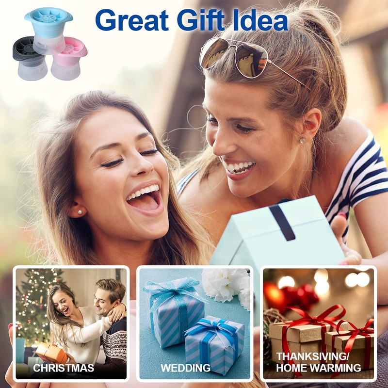 LINGLAN Sphere Ice Molds 2.5 Inches Large Ice Cube Trays