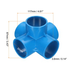 HARFINGTON 4pcs 5 Way PVC Pipe Fittings 1-1/2" Elbow Pipe Connector Furniture Build Grade 90 Degree Pipe Coupling Elbow Fittings for Plumbing Drain Water Build, Blue