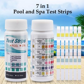 JUMXSRLE Pool and Spa Test Strips, 7 in 1 Quick Accurate Swimming, 100 Pool Test Kit - Hot Tub Test Strips & Pool Water Testing Strips for pH Chlorine Bromine Hardness Alkalinity Cyanuric Acid
