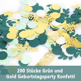 Birthday Decoration - Pack of 200 Table Decoration Birthday Women Men Confetti Happy Birthday Gold & Green