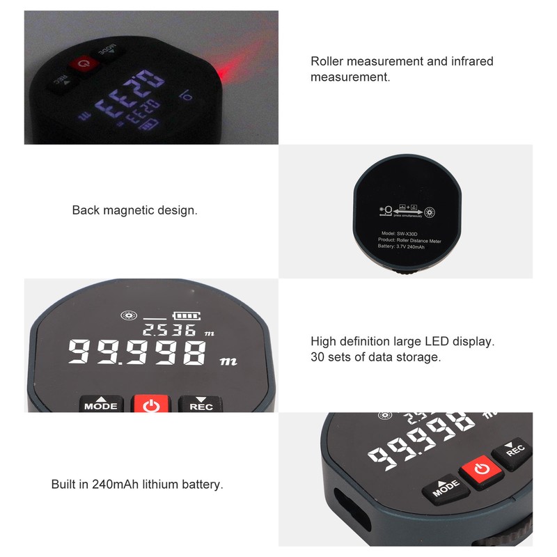 Distance Measure Infrared Distance Meter Digital Display Roller Measuring Tool