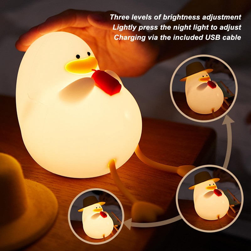 Cute Duck Night Light Warm Light RGB USB Charging Silicone