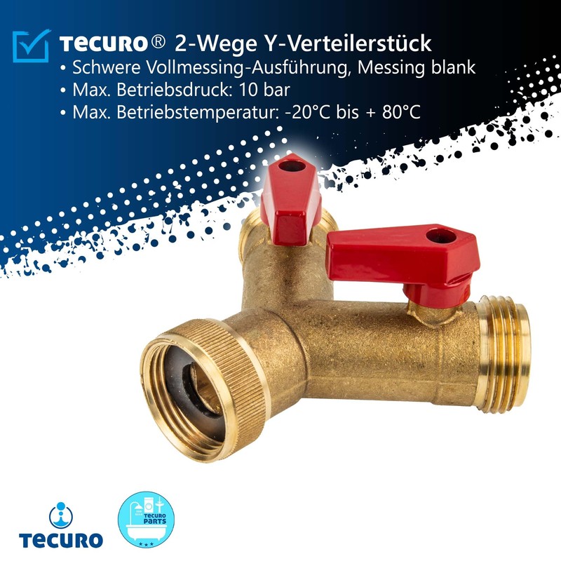 tecuro 2-way Y-distributor 1 inch (DN20), individually lockable by ball