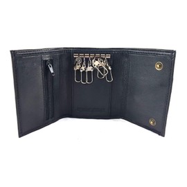 Black Leather Key Holder/Key Case Wallet Key Ring Soft Nappa Leather