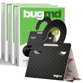 BugMD Clothes & Pantry Moth Traps (18 Count) – Sticky Glue Pheromone-Based Repellent for Closets, Cabinets & Wardrobes – Non-Toxic - Black