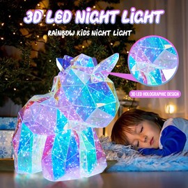 Holographic Light Up Teddy Bear, iridiscent bear, with heart with lights and beutigul gift box, presents for him, gifts for her (UNICORN)