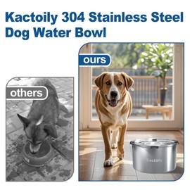 kactoily 1.47 Gal Stainless Steel Dog Water Bowl, 24 Cups Large No Spill Dog Bowl with Floating Disk, Splash Proof Slow Water Drinking for Messy Drinkers