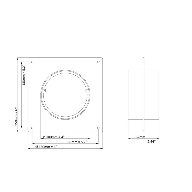 Ø 100mm / 4 inch Ventilation Wall Flange - Round