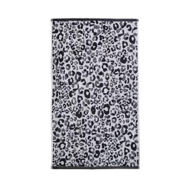 Fusion - Black Animal Print Hand Towel (50 x 90cm) - 100% Cotton - Cheetah/Leopard Paw Print - Safari Zoo Animal Towel - Black & White Hand Towel/Small Towel/Head Towel - Bathroom Accessory