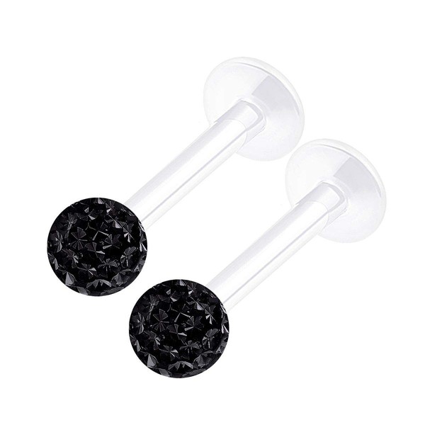 KJM Fashion 2 Pieces Transparent Bioflex Labret 1.2 mm, 16