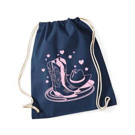 Hippowarehouse Cowgirl hat and boots Drawstring Cotton School Gym Bag 37cm x 46cm, 12 litres