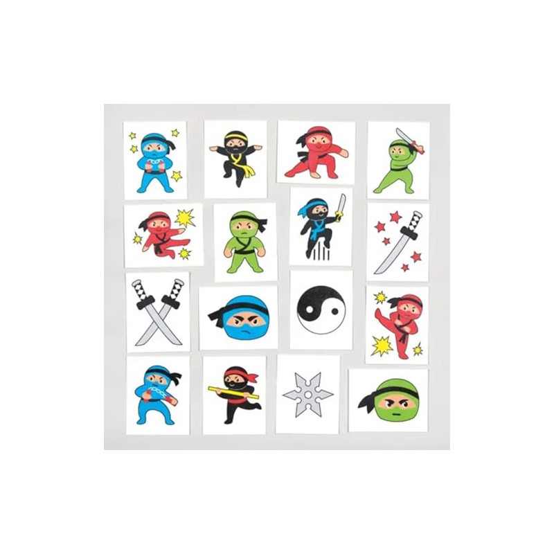 Baker Ross AC858 Ninja Temporary Tattoos, 24 Count (Pack of