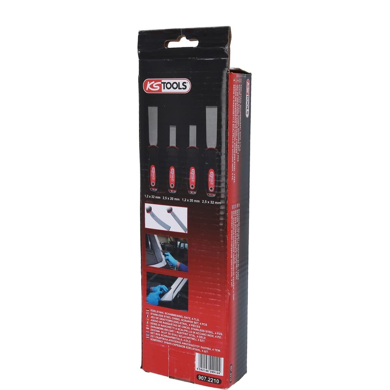 KS Tools 907.2210 STAINLESS STEEL Chisel scraper set, 4 pcs