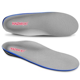 Plantillas ortopédicas para pies planos por NAZAROO, inserciones de zapatos para fascitis plantar, dolor de pie, dolor de talón y alivio de la Pronación para la mayoría de los zapatos y botas para hombre o mujer, gris, Mens 12 - 12 1/2 | Womens 14 - 14 1