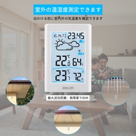 Thermo-Hygrometer, Indoor/Outdoor Digital Wireless Thermometer, Hygrometer, External Temperature Hygrometer, High Precision, Weather Forecast, LCD Large Screen, Backlight, Highest Lowest Temperature and Humidity, Temperature and Humidity Trend Chart, Fah