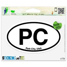 PC Park City utah Oval Vinyl Car Bumper Window Sticker 5" x 3"
