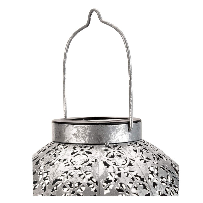 Pauleen 48069 Sunshine Aura Solar Lantern in Moroccan Silver for
