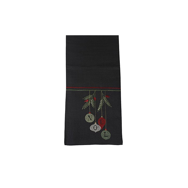 Embroidered Baubles & Mistletoe Xmas Noel Runner Festive Christmas Table