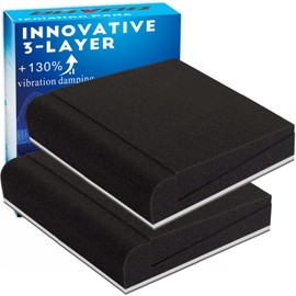 QDVDQ 2 Pack Studio Monitor Isolation Pads, Innovative 3-layer Construction, Acoustic Speaker Isolation Pads, Angled Speaker Foam Stand, High Density Acoustic Foam, For 6"- 8" Speakers Black&white