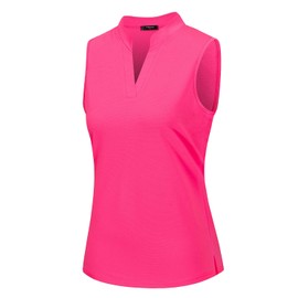 Vidusou Womens Tennis,Sleeveless Golf Polo Shirts Workout Clothes Moisture Wicking Riding House Shirts Rose Red Small