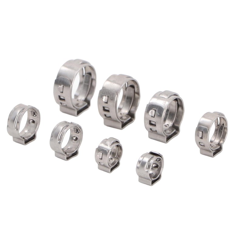 70Pcs Single Ear Hose Clamp Kit Stainless Steel Stepless 9