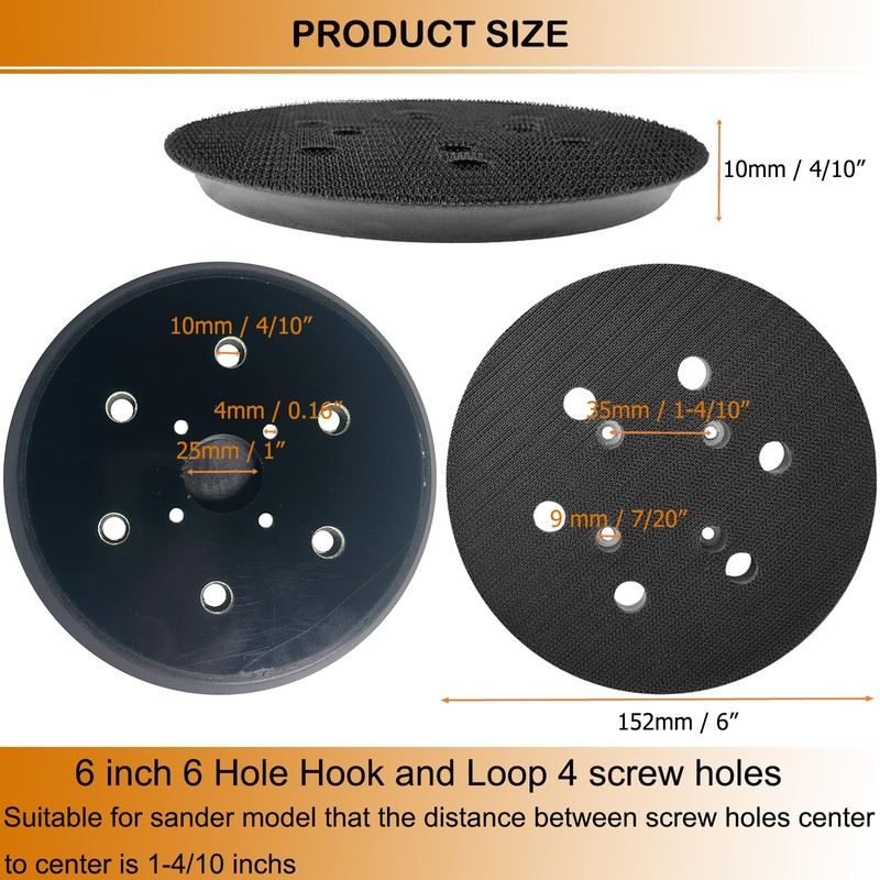 6 Inch 6 Hole Replacement Sander Pad for Ridgid R2611