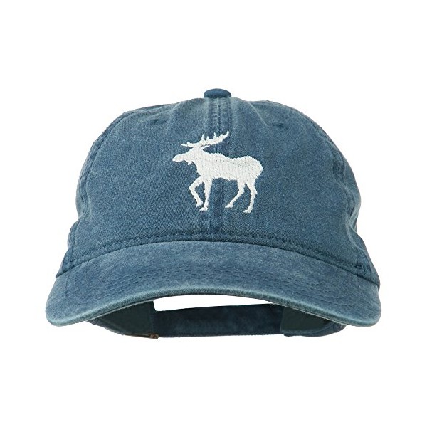 e4Hats.com American Moose Embroidered Washed Cap - Navy OSFM