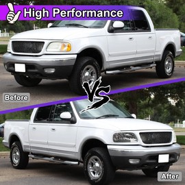 Nixon Offroad Projector Headlights for 1997-2003 Ford F150, 1997-1999 Ford F250 Super Duty, 1997-2002 Ford Expedition, High & Low Beam, Head Lights Assembly Clear Lens Left + Right