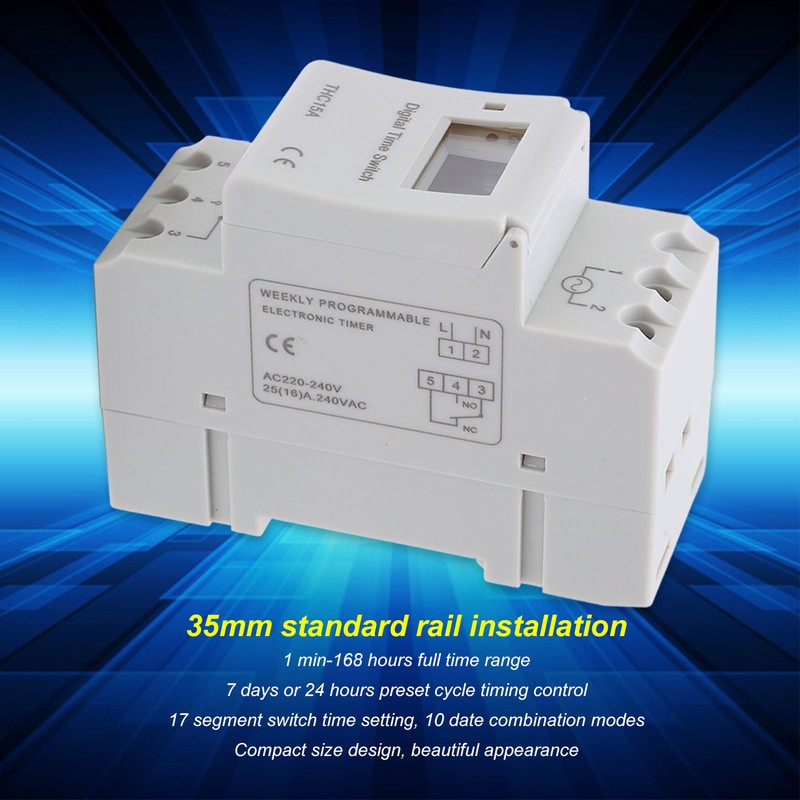 Digital Timer Switch LCD Programmable Weekly Rail Time Relay AC220‑240V