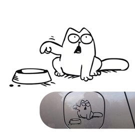 Dogary Gas Tank Stickers for Car, Funny Hungry Simon Cat Feed Me Fuel Tank Cover Sticker, PVC Waterproof Body Cartoon Decoration Decals, Suitable for Most Cars, Trucks and SUVs (Black #Left)