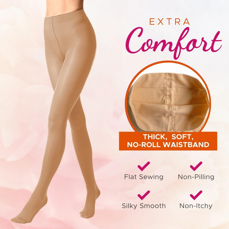 Dancina Ballet Dance Tights Footed 2pack for Teenagers Women's M/L